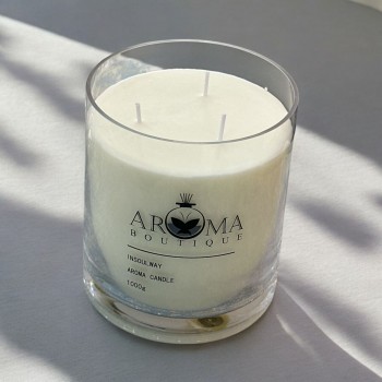 شمعه عطرية زجاج  لون ابيض 1000غرام 