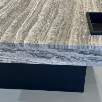 طاولة بتصميم انيق رخام ترفنتينوا - قاعده خشب واسود 110×110×40سم (منتج تفصيل )