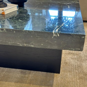 طاولة بتصميم انيق رخام - اخظر قاعده خشب واسود 110×110×40سم (منتج تفصيل )