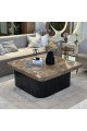 طاولة بتصميم انيق رخام - بني قاعده خشب واسود 100×100×45سم (منتج تفصيل )