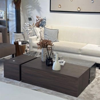 طاولة بتصميم انيق رخام - ابيض جنب خشب بني 160×100×35سم (منتج تفصيل )