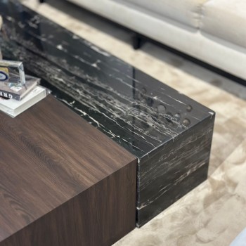 طاولة بتصميم انيق رخام - ابيض جنب خشب بني 160×100×35سم (منتج تفصيل ) طاولة بتصميم انيق رخام - ابيض جنب خشب بني 160×100×35سم (منتج تفصيل )