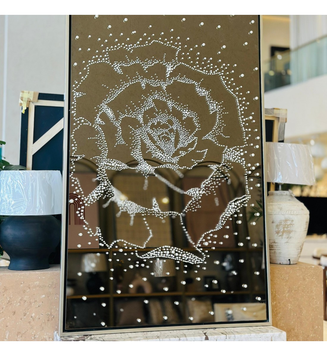 مرايا جداريه رسمة وردة 200×120سم