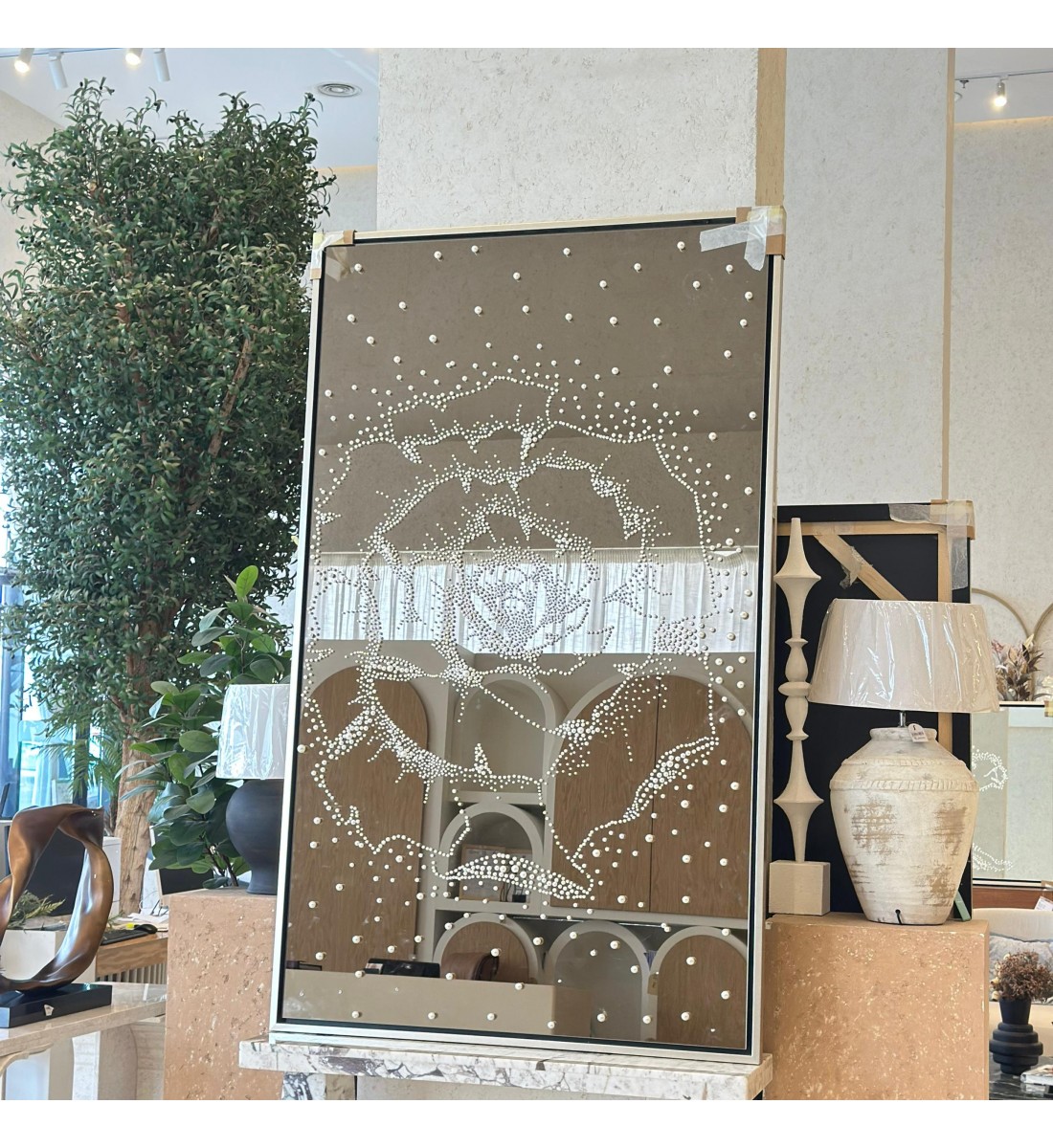 مرايا جداريه رسمة وردة 200×120سم