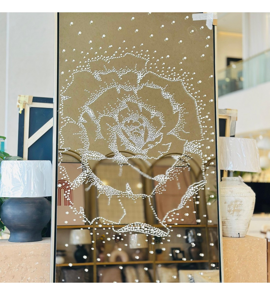 مرايا جداريه رسمة وردة 200×120سم