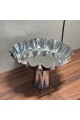 صحن تقديم من الاستانلس استيل  وقاعده مقاس28×28×19سم 