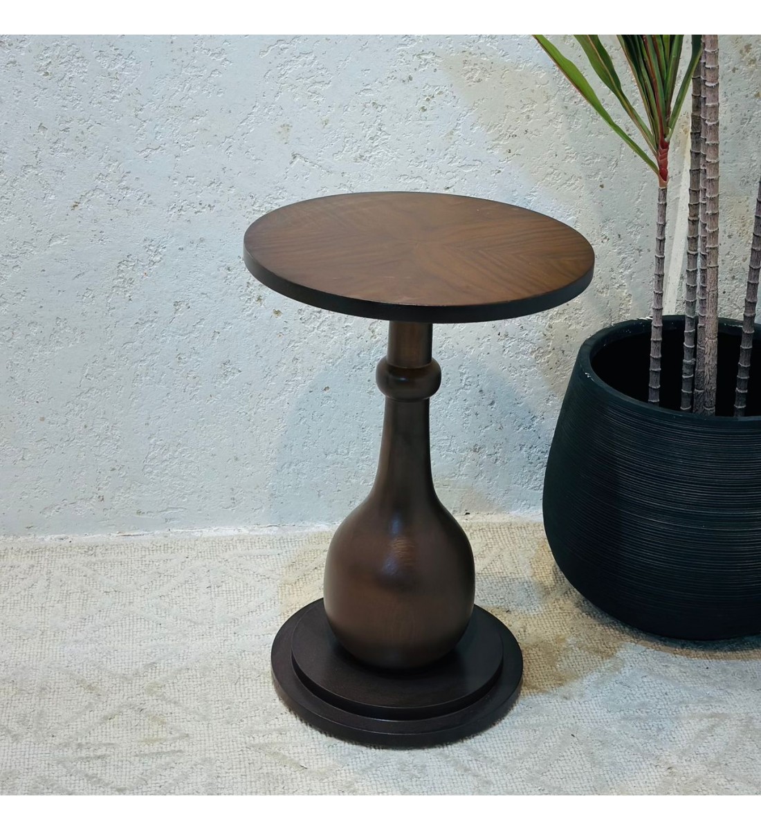 طاوله خدمه خشب بالكامل دائري 35×35×52سم