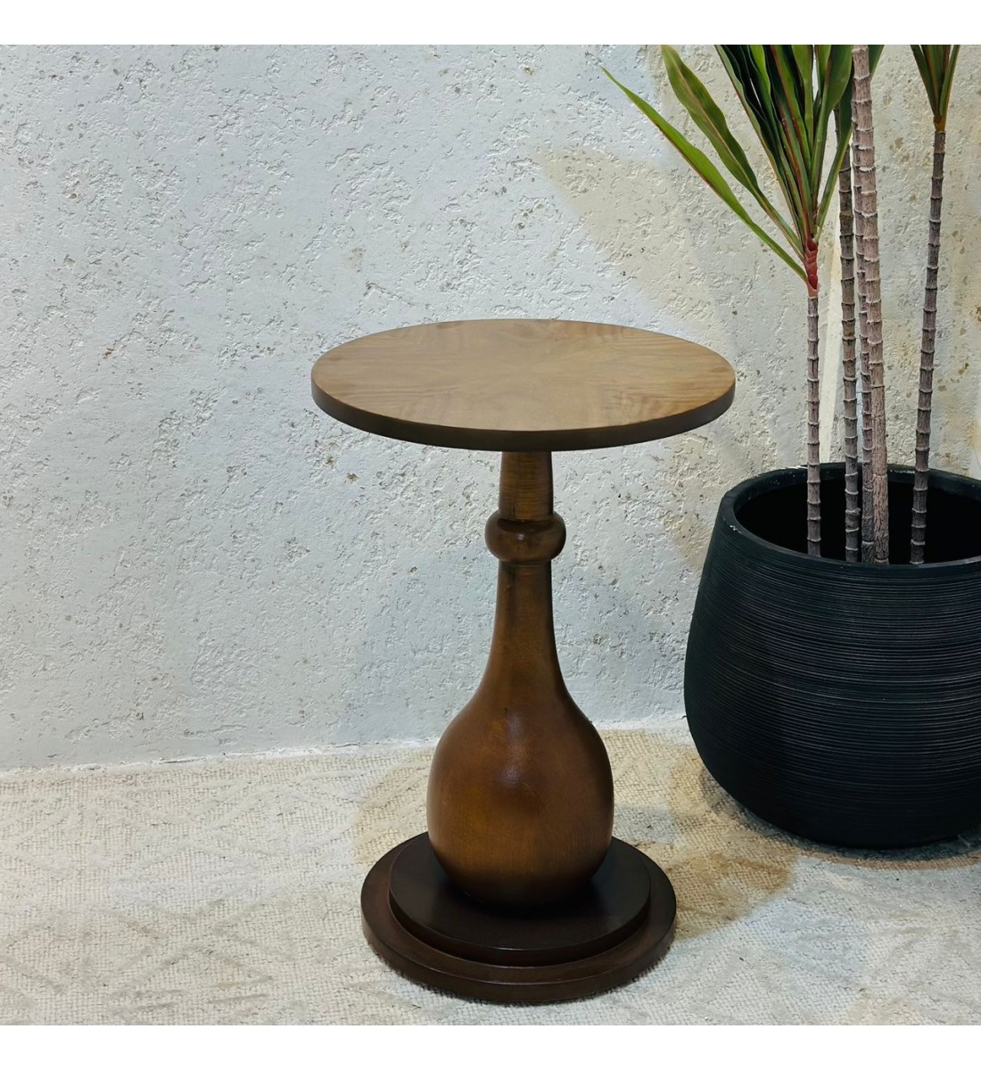 طاوله خدمه خشب بالكامل دائري 35×35×52سم