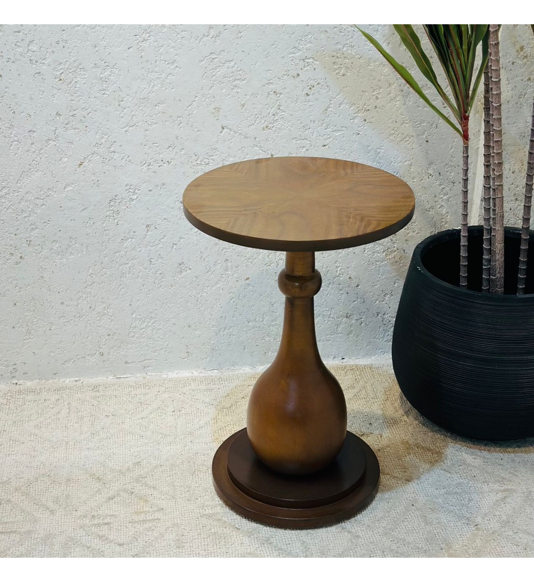 طاوله خدمه خشب بالكامل دائري 35×35×52سم