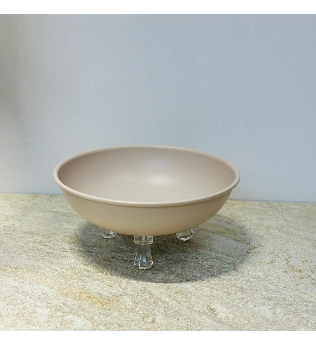 صحن تقديم ضيافة فاخر من الستانلس ستيل  قاعده اكرلك – بيج 20×20×9سم 