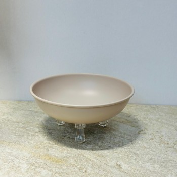 صحن تقديم ضيافة فاخر من الستانلس ستيل  قاعده اكرلك – بيج 20×20×9سم 