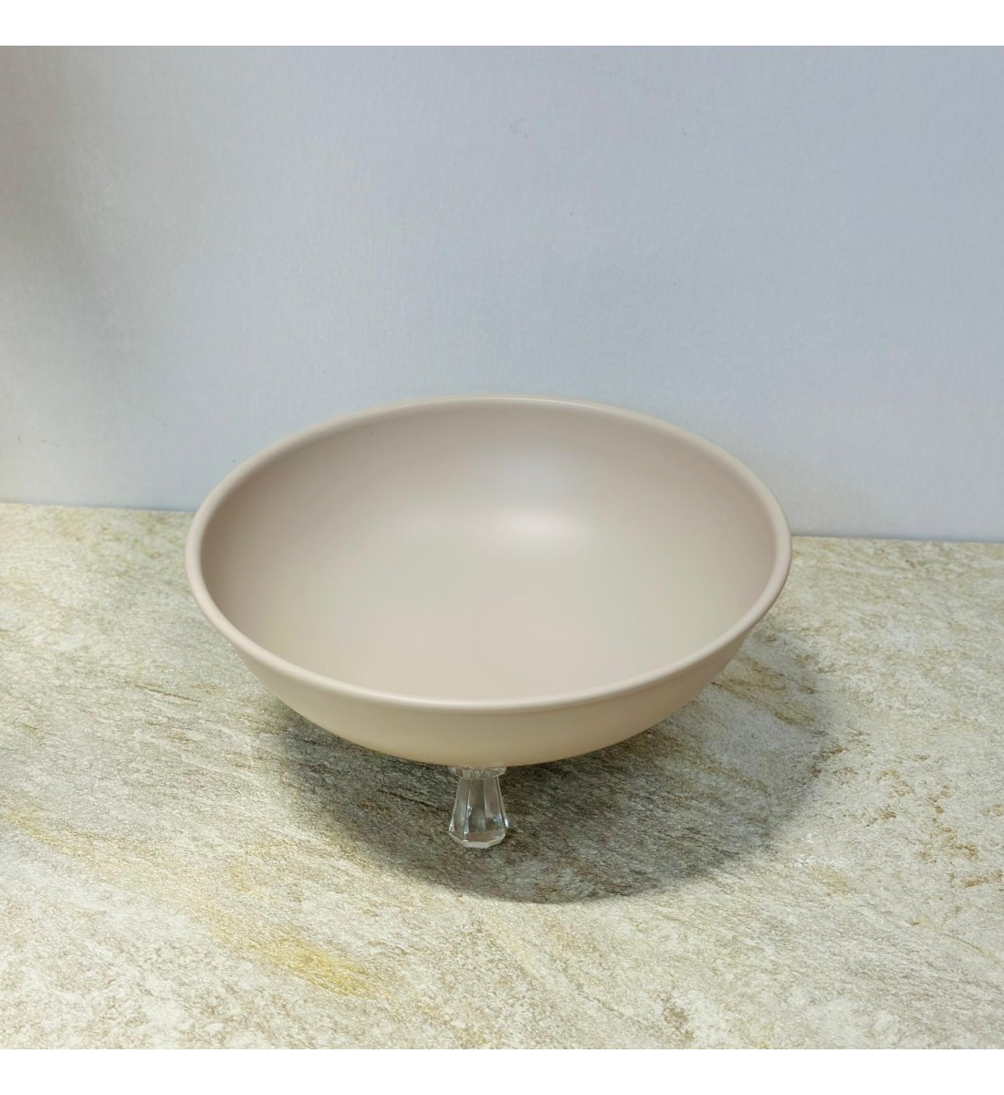 صحن تقديم ضيافة فاخر من الستانلس ستيل  قاعده اكرلك – بيج 20×20×9سم 