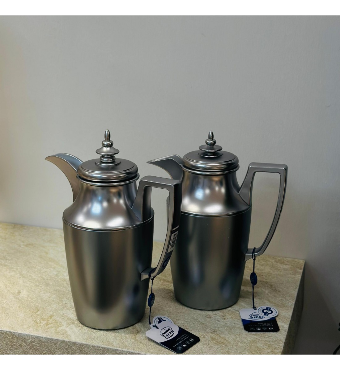 طقم ترمس شاي  وقهوة فضي مطفي 2حبات 