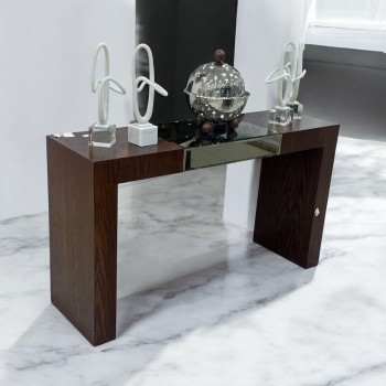 مدخل - كنسول خشبي  مرايا بني 135×40×77سم 