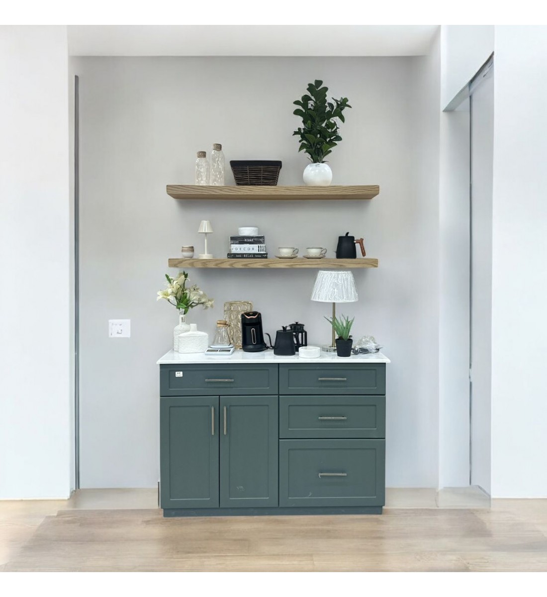 ركن كوفي  زيتي مع رفوف 