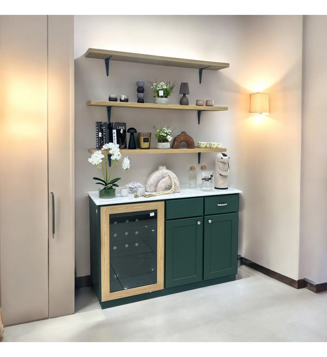 ركن كوفي  زيتي مع رفوف 