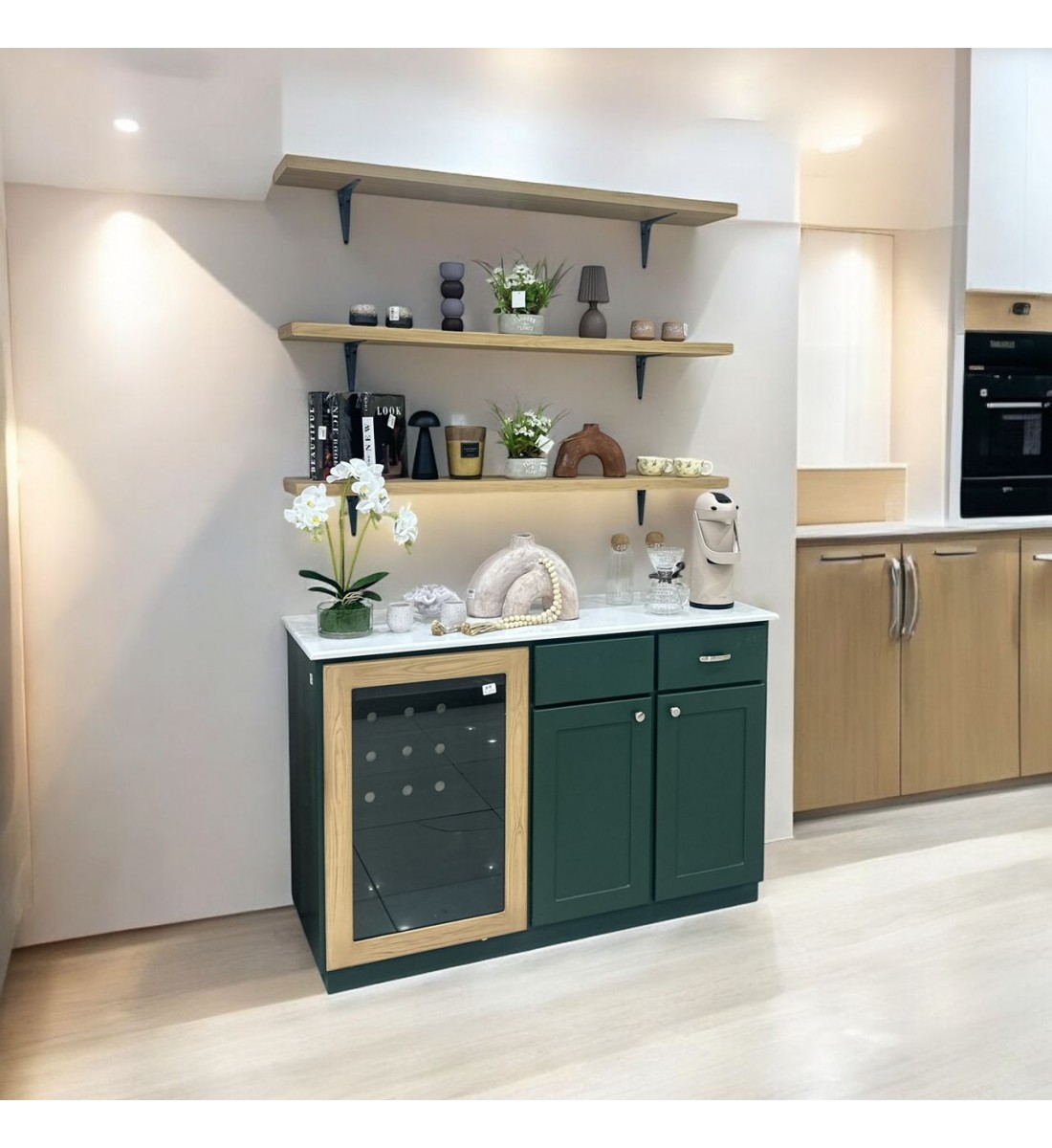 ركن كوفي  زيتي مع رفوف 