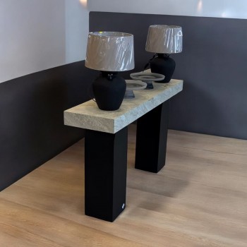  طاولة مدخل خشب اسود سطح بديل الرخام بيج  120×40×90سم 