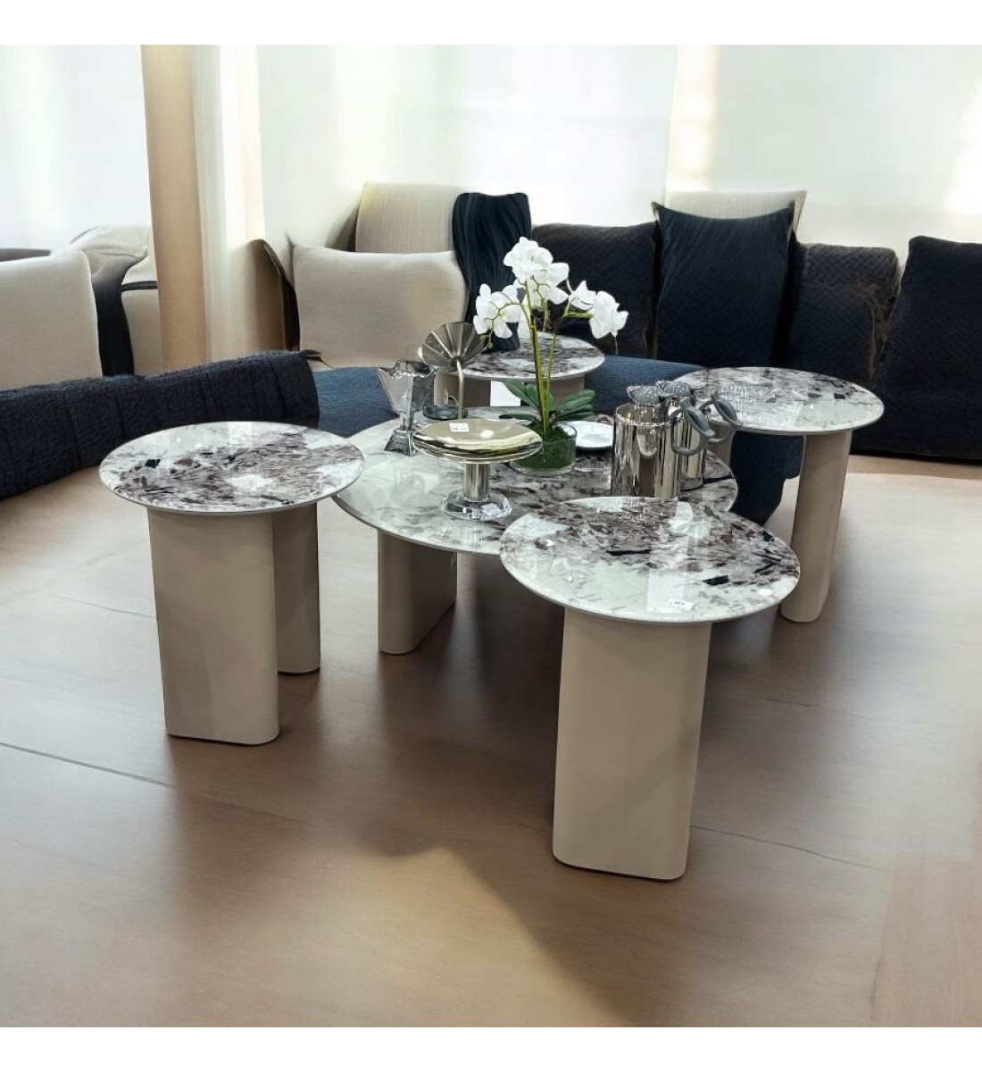 طقم طاولات 5قطع سطح سيراميك طقم طاولات 5قطع سطح سيراميك