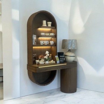 ركن كوفي  بني مع رفوف 200×10سم 