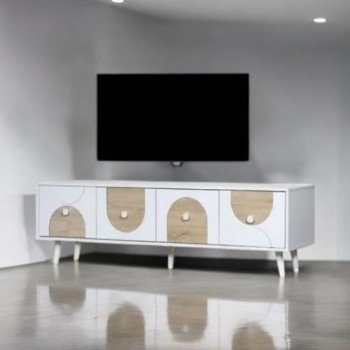   طاولة شاشة بلازما  تلفاز بيج  ابيض 160×40×45سم 