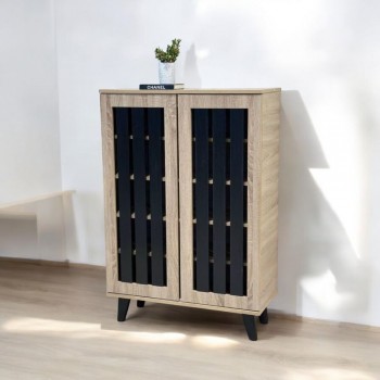 Malaysian wooden shoe rack with black wooden doors Malaysian wooden shoe rack with black wooden doors