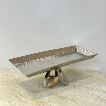 صحن تقديم ضيافة فاخر من المعدن ستيل  بقاعده 40×17×14سم 