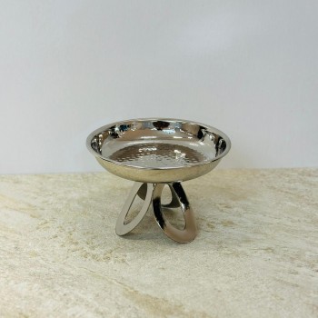 صحن تقديم ضيافة فاخر من المعدن ستيل بقاعده16×16×11سم 