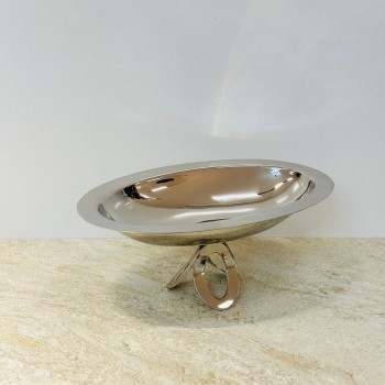 صحن تقديم ضيافة فاخر من المعدن ستيل بقاعده34×20×14سم 