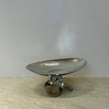 صحن تقديم ضيافة فاخر من المعدن ستيل بقاعده 30×20×13سم 