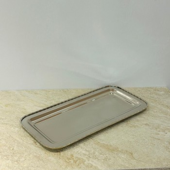 صحن تقديم ضيافة فاخر من المعدن ستيل بقاعده 38×18×2سم 