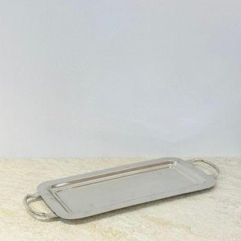 صحن تقديم ضيافة فاخر من المعدن ستيل بقاعده 38×18×2سم 