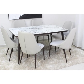  طاولة طعام سطح رخام  6 كراسي 150×90×90سم 