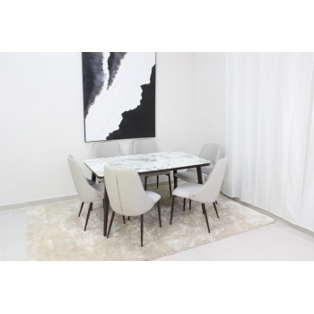  طاولة طعام سطح رخام  6 كراسي 150×90×90سم 