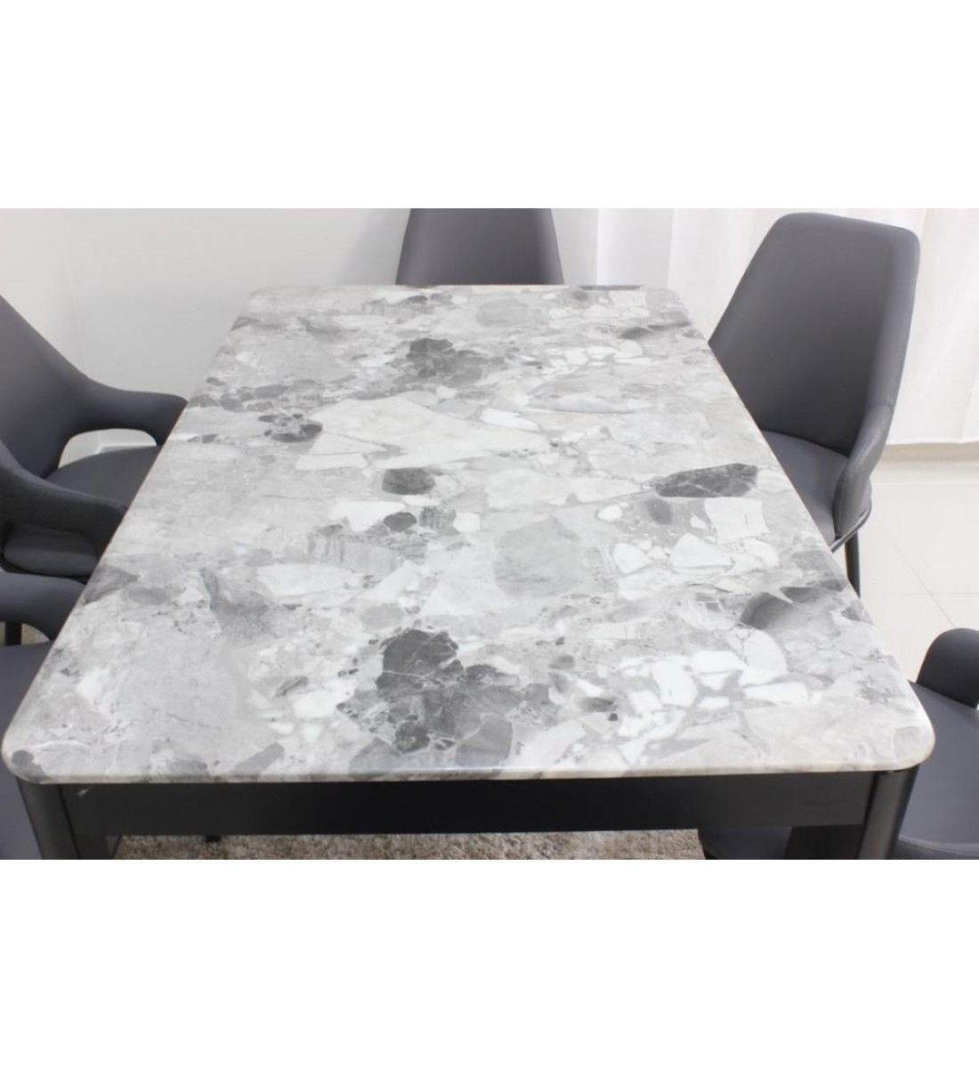  طاولة طعام سطح رخام  6 كراسي 150×90×90سم 