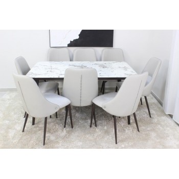  طاولة طعام سطح رخام  8 كراسي 180×90×90سم 