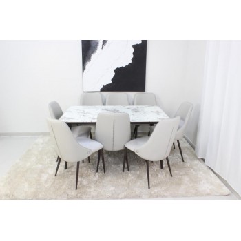  طاولة طعام سطح رخام  8 كراسي 180×90×90سم 