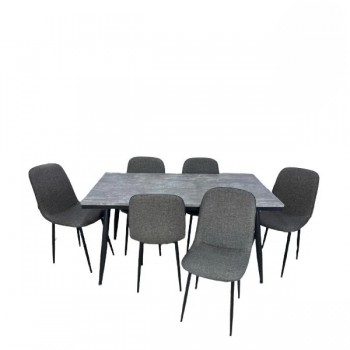 طاولة طعام طعام 6 كراسى سطح خشب لون رصاصى غامق