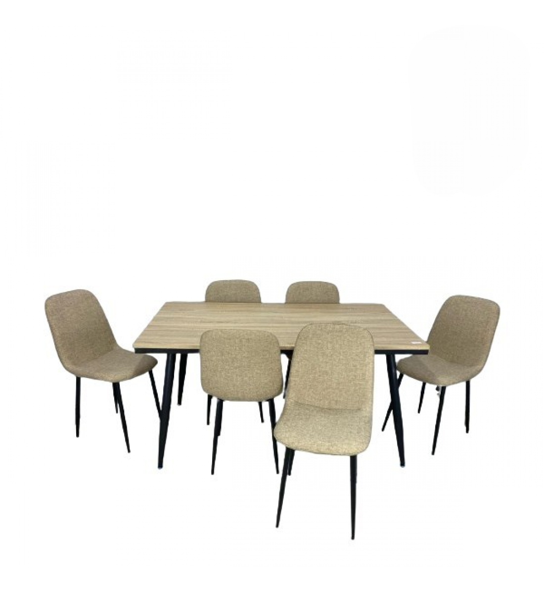 طاولة طعام طعام 6 كراسى سطح خشب لون بيج 