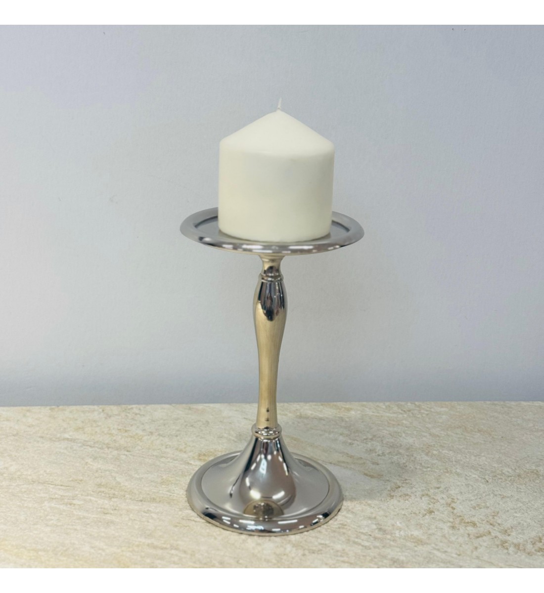 شمعدان استانلس استيل تصميم انيق 20×12×12سم 