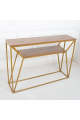طاولة مدخل دورين لون ذهبي سطح خشب بني مقاس 90x32x120سم