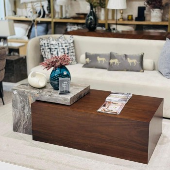 طاولة بتصميم انيق رخام ريشة +خشب 150×70×50سم (منتج تفصيل )