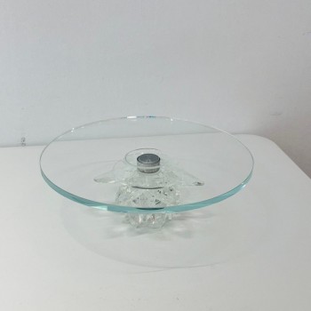 صحن تقديم ضيافة فاخر من الكرستال بقاعده 25×25×8سم 