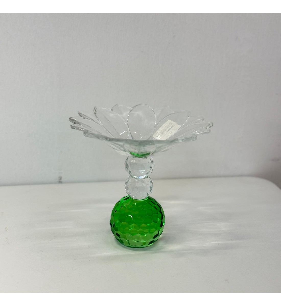 صحن تقديم ضيافة فاخر من الكرستال بقاعده 18×18×19سم 