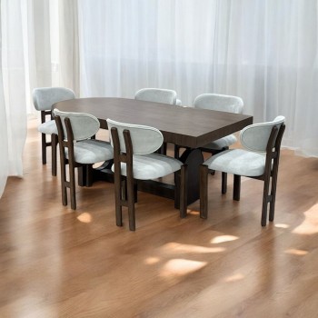   طقم طاوله طعام 6 كراسي خشب  الجوز 2×1×79سم 