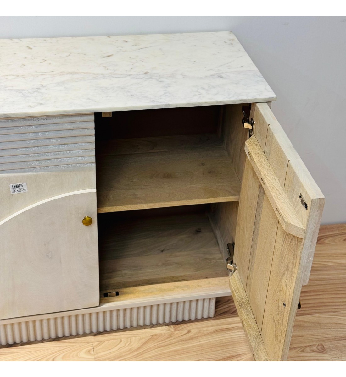 ركن كوفي خشب هندي سطح رخام 162×39×74سم 