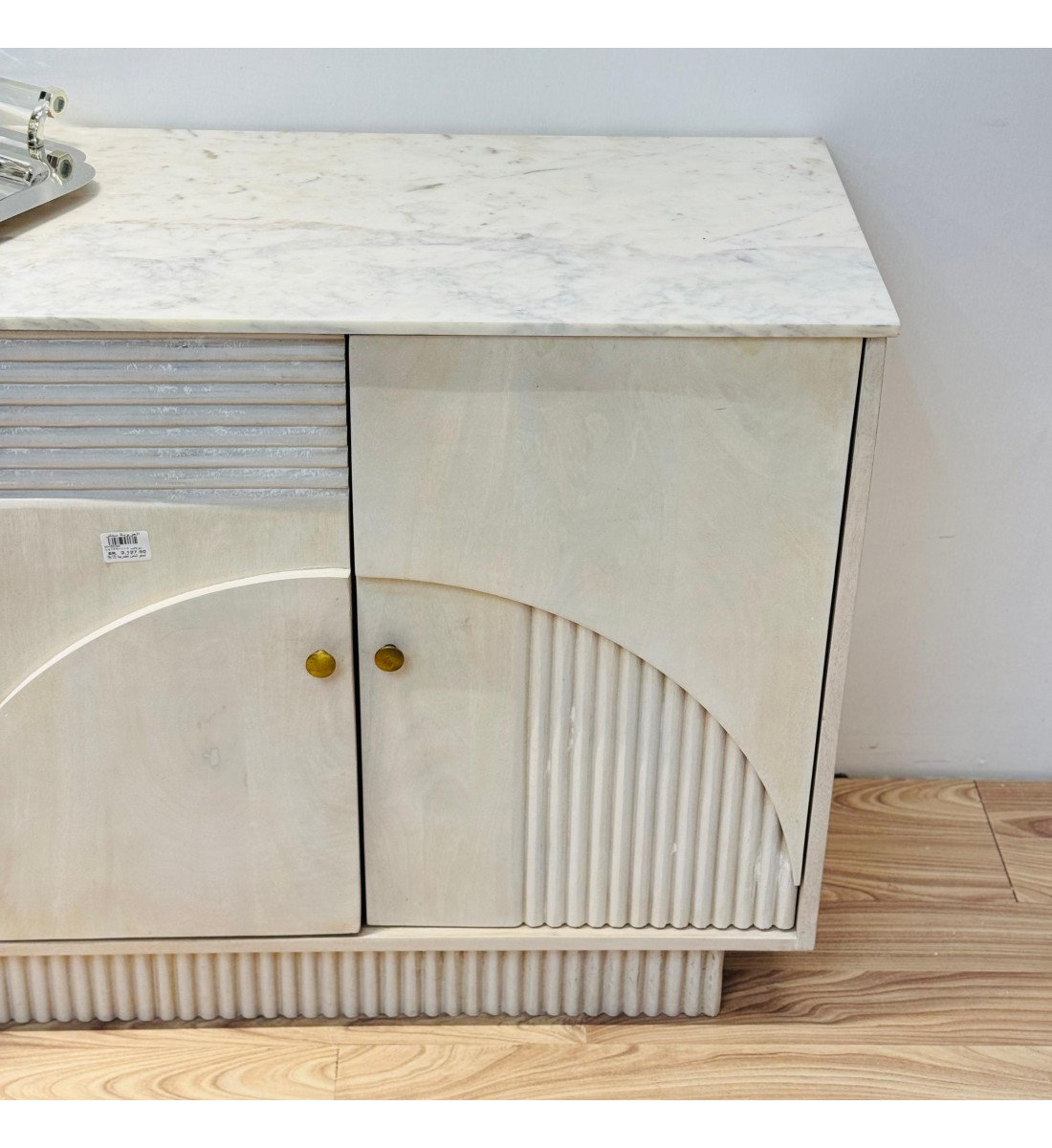 ركن كوفي خشب هندي سطح رخام 162×39×74سم 