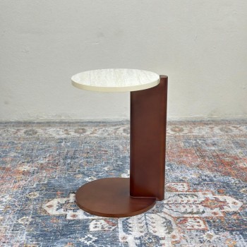 طاولة خدمة سطح بديل الرخام قاعده خشب لون بني