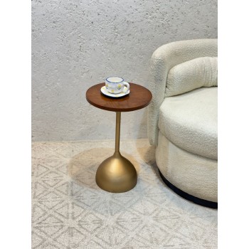 طاولة خدمة سطح من خشب الجوز قاعده حديد 35×35×55سم 