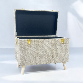 مقعد صندوق  سجاد بوكليه  بيج 70×40×56سم 